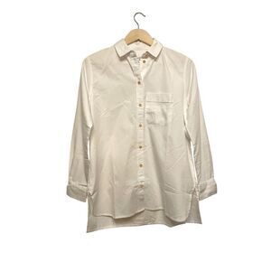 Madewell Women Oversized Ex-Boyfriend Button Up Shirt Size XS White Collared NEW